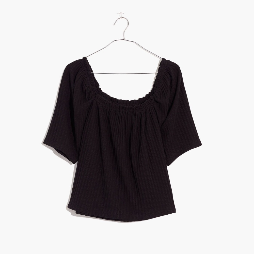 Madewell Knit Pointelle Peasant Top L